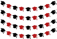 KatchOn, Red and Black Graduation Cap Garland, 8 Feet - 4 Strings | Red and Black Grad Decoration Class of 2026 | Graduation Decorations 2026 | Graduation Cap Decorations