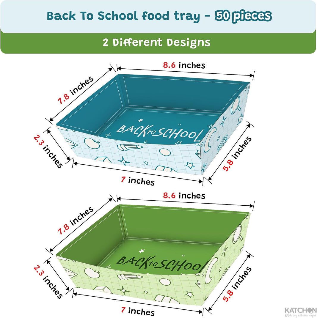 KatchOn Back to School Paper Food Trays- 50 Pack Disposable