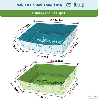 KatchOn Back to School Paper Food Trays- 50 Pack Disposable