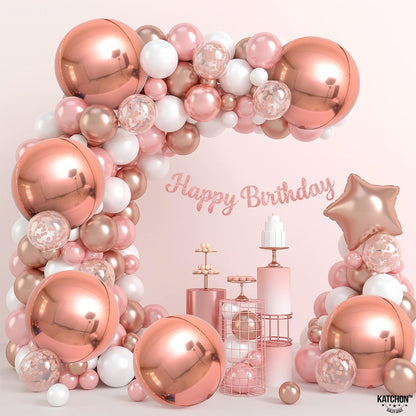 KatchOn, Giant Rose Gold Balloons - 22 Inch, Pack of 6 | Rose Gold Foil Balloons for Bridal Shower Decorations | Rose Gold Mylar Balloon for Bachelorette, Anniversary, Birthday Party Decorations