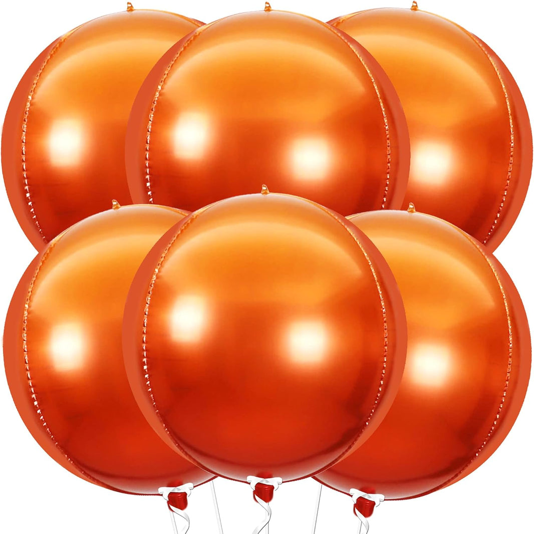 KatchOn, Orange Mylar Balloons - Big, 22 Inch, Pack of 6 | 4D Foil Metallic Balloon for Halloween Decorations | Orange Party Decor | Basketball Party Decorations | Thanksgiving, Fall Decor for Home