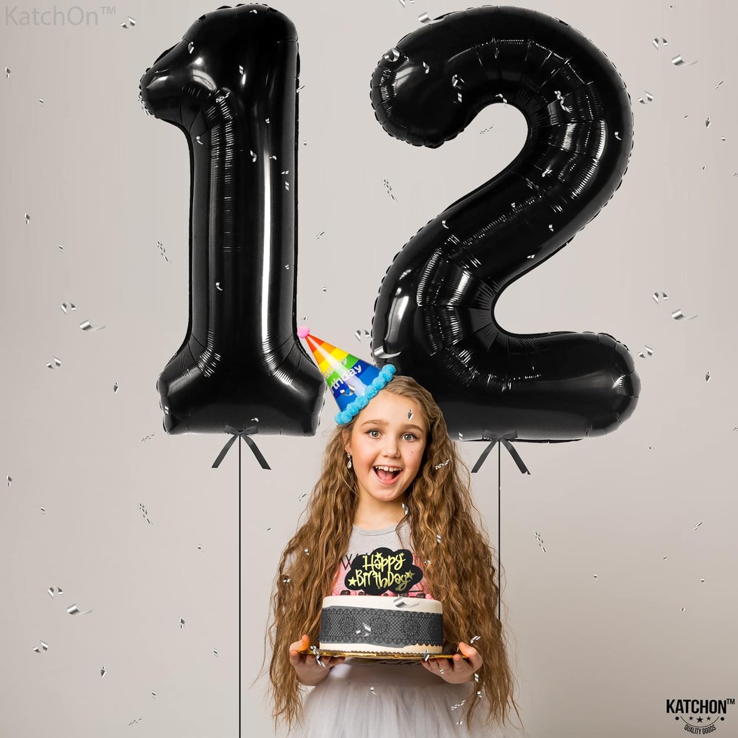 KatchOn, Giant Black 12 Balloon Number - 40 Inch | 12 Birthday Balloon, 12 Birthday Decorations Boy | Black Number 12 Balloon for Birthdays | Happy 12th Birthday Decorations Boy | 12th Birthday Party