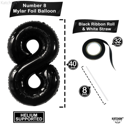 KatchOn, Giant Black 8 Number Balloon - 40 Inch | Black Number 8 Balloon | 8 Birthday Balloon, 8th Birthday Decorations Boys | Number 8 Balloon for 8 Year Old Boy Birthdays Decorations