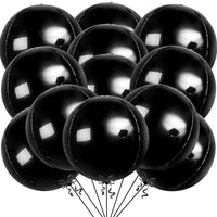 KatchOn, Huge Black Foil Balloons - 22 Inch, Pack of 12 | Round 4D Balloon | Black Party Decorations | Mylar Balloons For Birthday, Bachelorette | Halloween Decor Indoor | New Year Decorations 2026