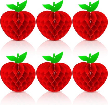 KatchOn Apple Shaped Paper Honeycomb Centerpiece Decorations, Pack of 6