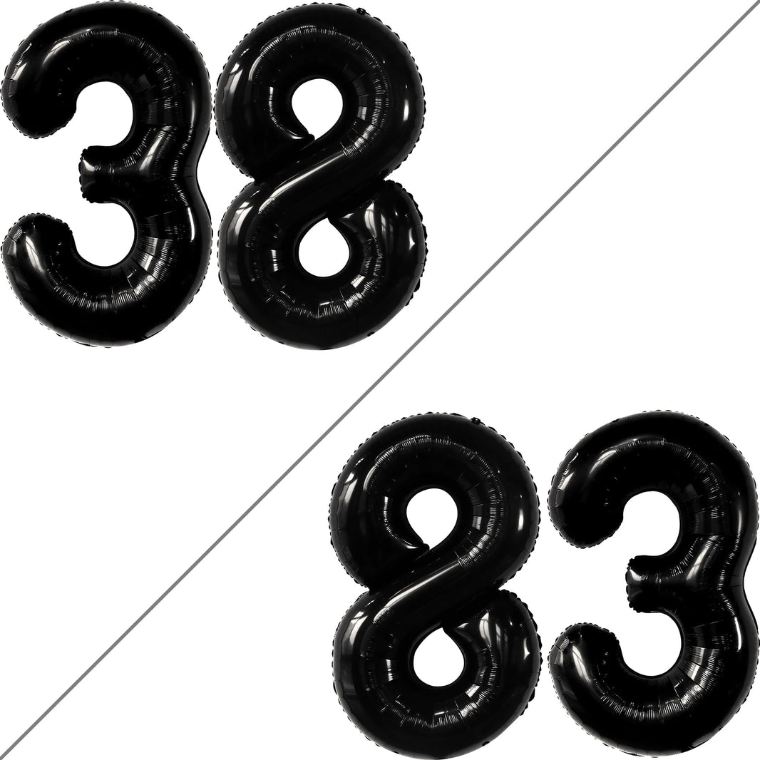 Black Number 38 Foil Balloon - US