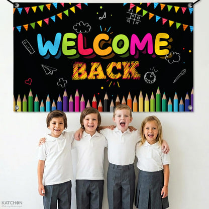 KatchOn Welcome Back Banner Backdrop for Welcome Back To School Decorations