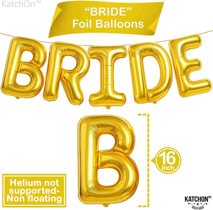 KatchOn, Giant Bride Balloons Gold - 32 Inch | Bachelorette Party Decorations | Bachelorette for Bridal Shower Decorations | Gold Bridal Balloons | Ring Balloon, Bride Decorations