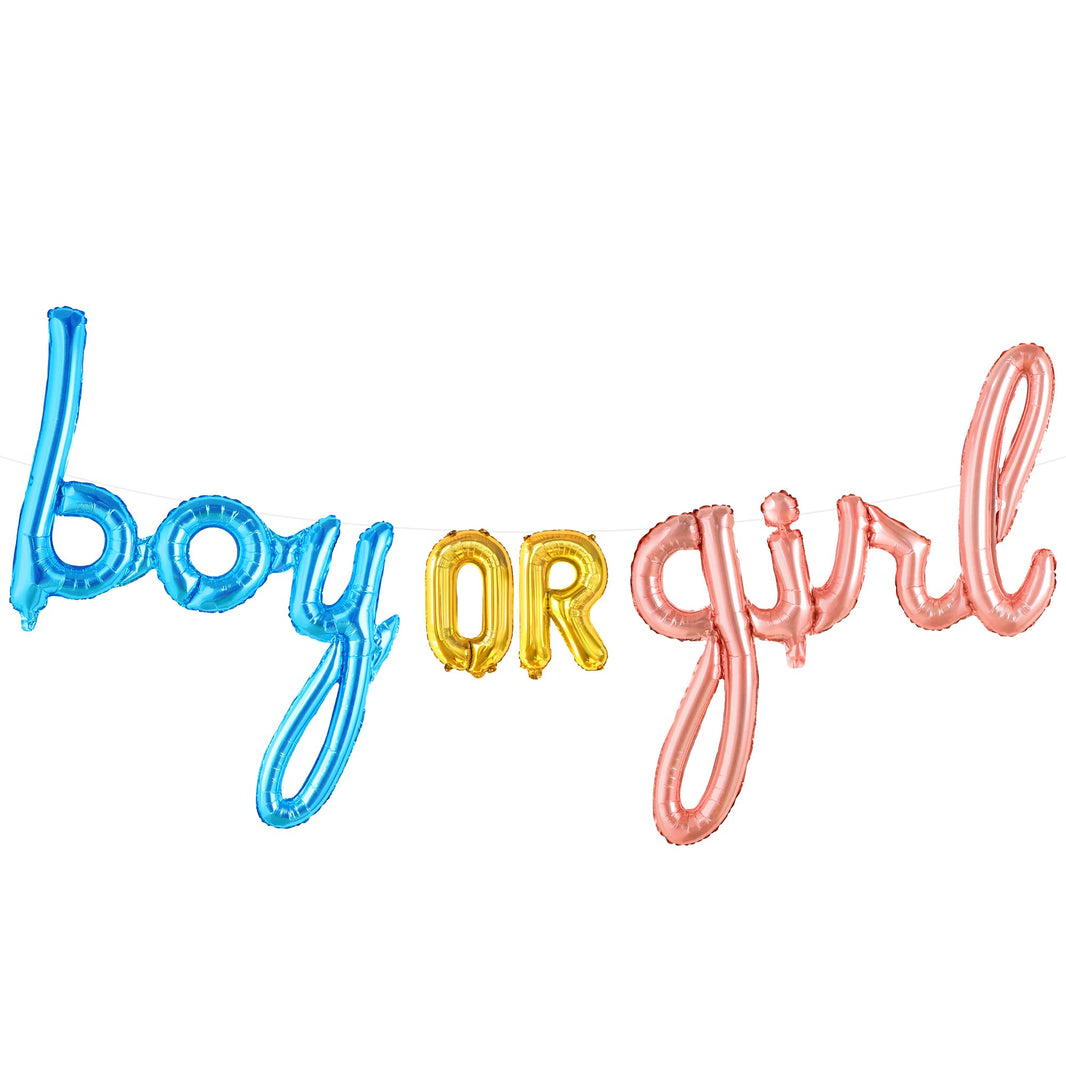 KatchOn, Huge Boy or Girl Balloon Banner - 36 Inch | Boy or Girl Sign for Baby Gender Reveal Decor | Balloon Banner For Baby Shower Decor | Gender Reveal Party Decorations