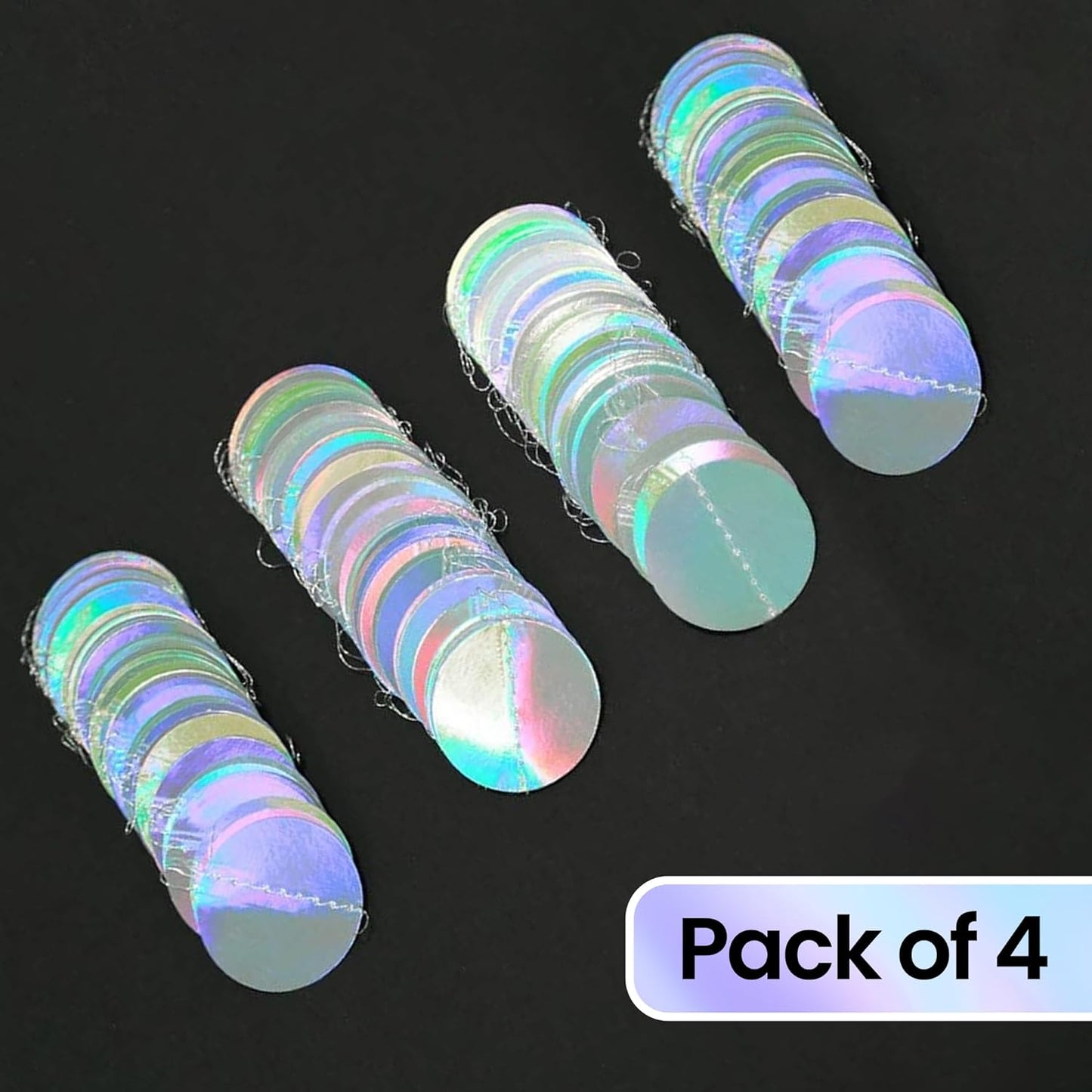 KatchOn, Shiny Holographic Circle Garland - No DIY | Disco Theme Iridescent Party Supplies for Iridescent Party Decorations | Hanging Holographic Garland for Holographic Party Decorations