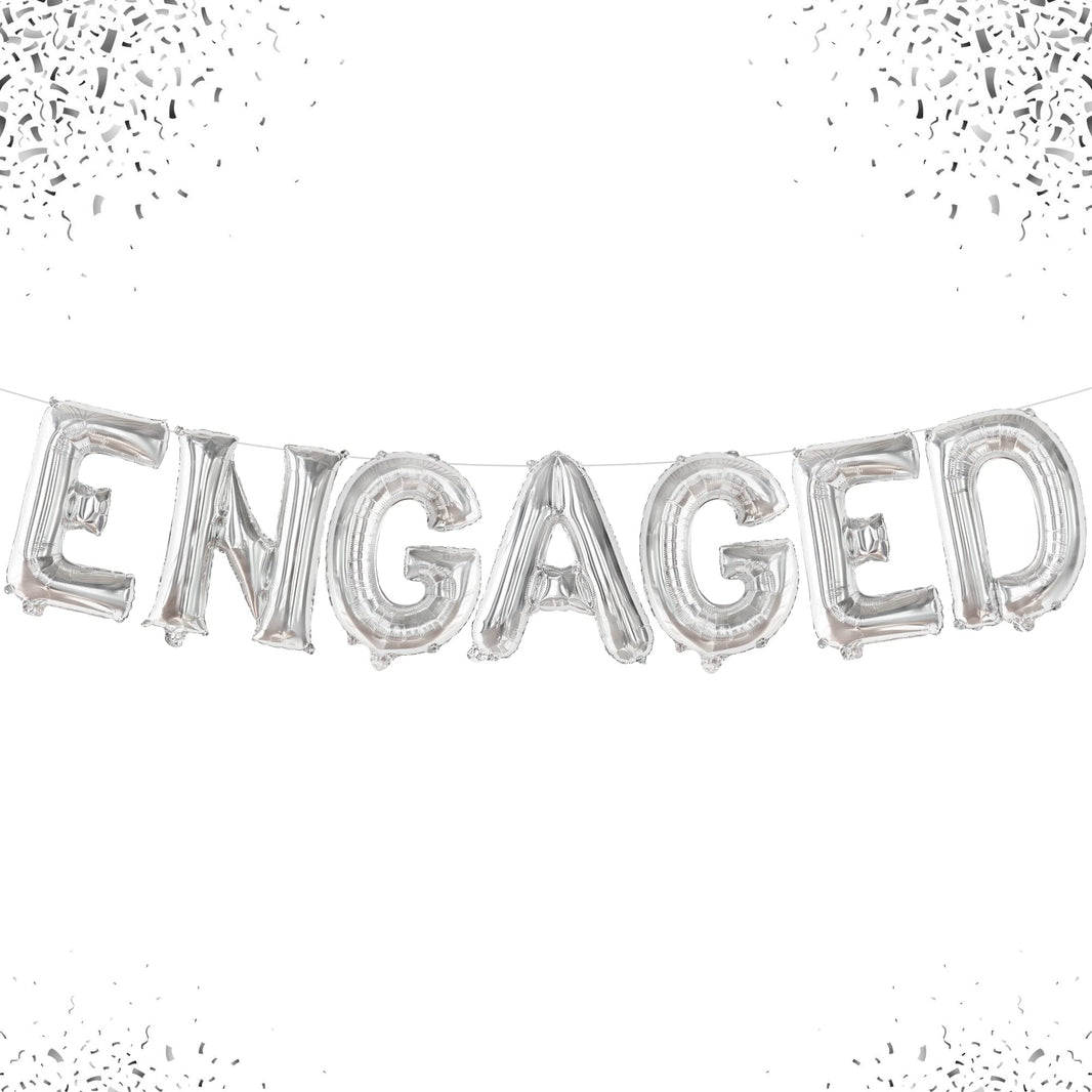 KatchOn, Silver Foil Engaged Balloons Letter - 16 Inch | Engagement Balloons for Engagement Party Decorations | Bachelorette Party Decorations | engagement Party Balloons for decoration