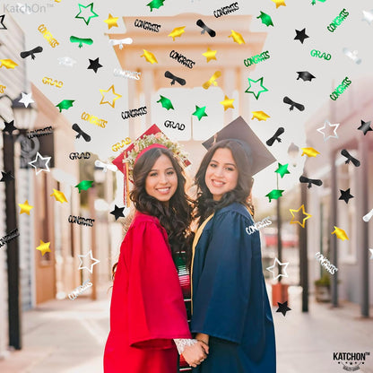 Graduation Decorations 2026 | Congrats Grad Confetti 2026 - Pack Of 1000 | Green and Gold Confetti | Graduation Table Decorations | Graduation Confetti 2026 | Graduation Confetti for Table, Katchon
