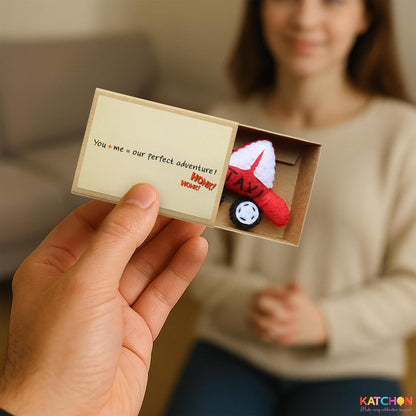 KatchOn Handmade Mini Matchbox Gift With Cute Taxi Charm | Valentines Gifts for Him, Her Birthday Gifts for Boyfriend | Anniversary, Romantic Gift for Couples, Girlfriend, Wife | Unique Taxi Charm for Men