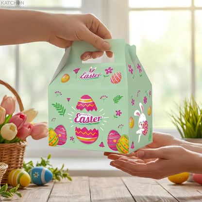katchon happy easter treat boxes pack of 12 bunny candy boxes for eater party favors basket fillers and holiday goodies cute easter party supplies with 4 different patterns for birthday favors