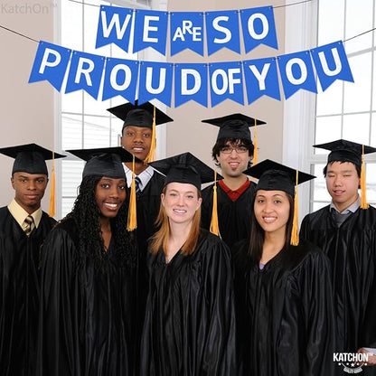 KatchOn, Felt We Are So Proud of You Banner - 10 Feet, No DIY | Blue White Congratulations Banner, Blue Graduation Decorations Class of 2024 | Congratulations Decor, Graduation Party Decorations 2024