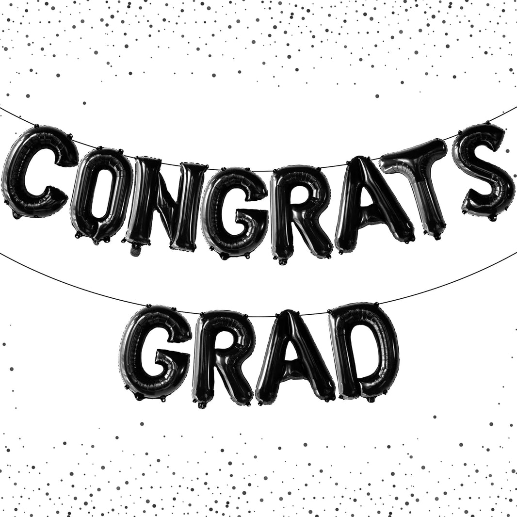 Graduation Decorations 2026 | Black Congrats Grad Balloons - 16 Inch | Black Congrats Grad Banner | Graduation Balloon Banner For Congrats Grad Decorations, Congratulations Decorations, KatchOn