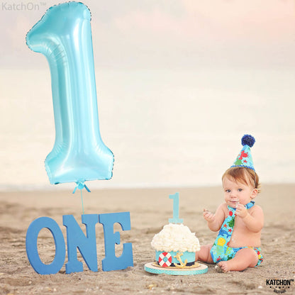 KatchOn, Light Blue 1 Balloon Number - 40 Inch | Blue One Balloon for First Birthday | Number 1 Balloons for 1st Birthday Decorations Boy | 1st Number Balloons For Baby Shower, Anniversary Decorations