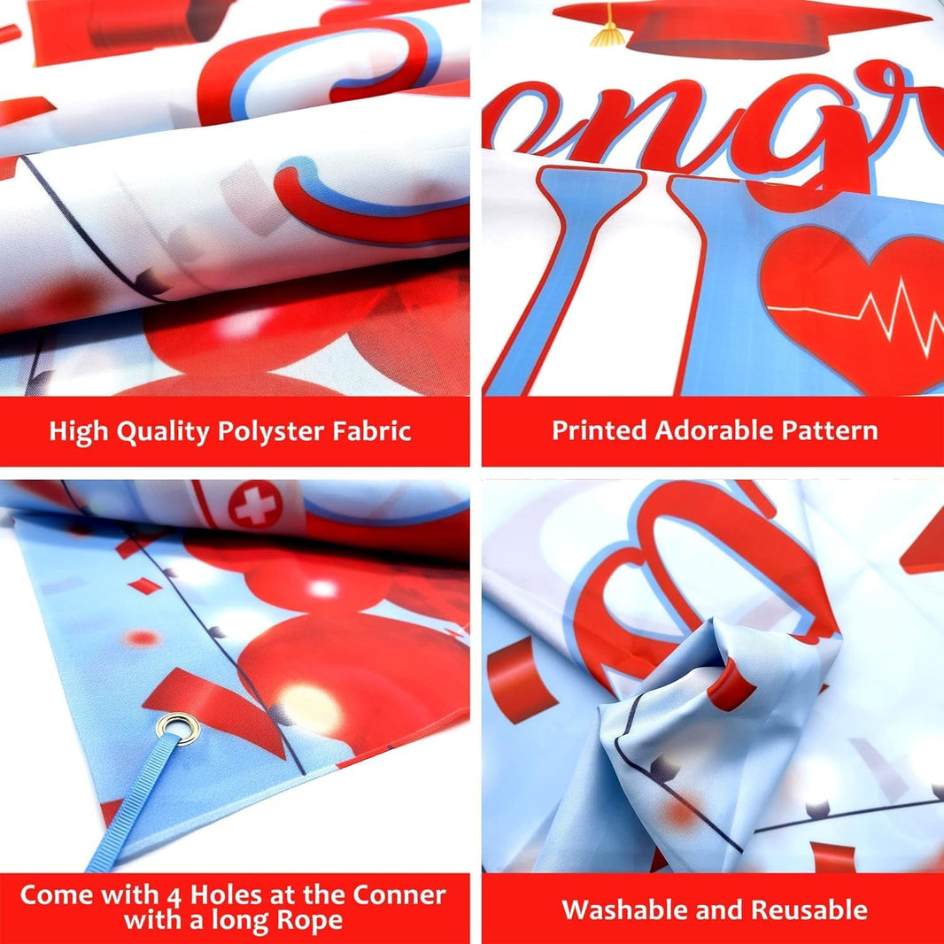 KatchOn, Red and Blue Congrats Nurse Banner - XtraLarge, 72x44 Inch | Graduation Banner, Nurse Graduation Decorations 2026 | nurse party decorations, Class of 2026 Decor | nurse grad party decorations