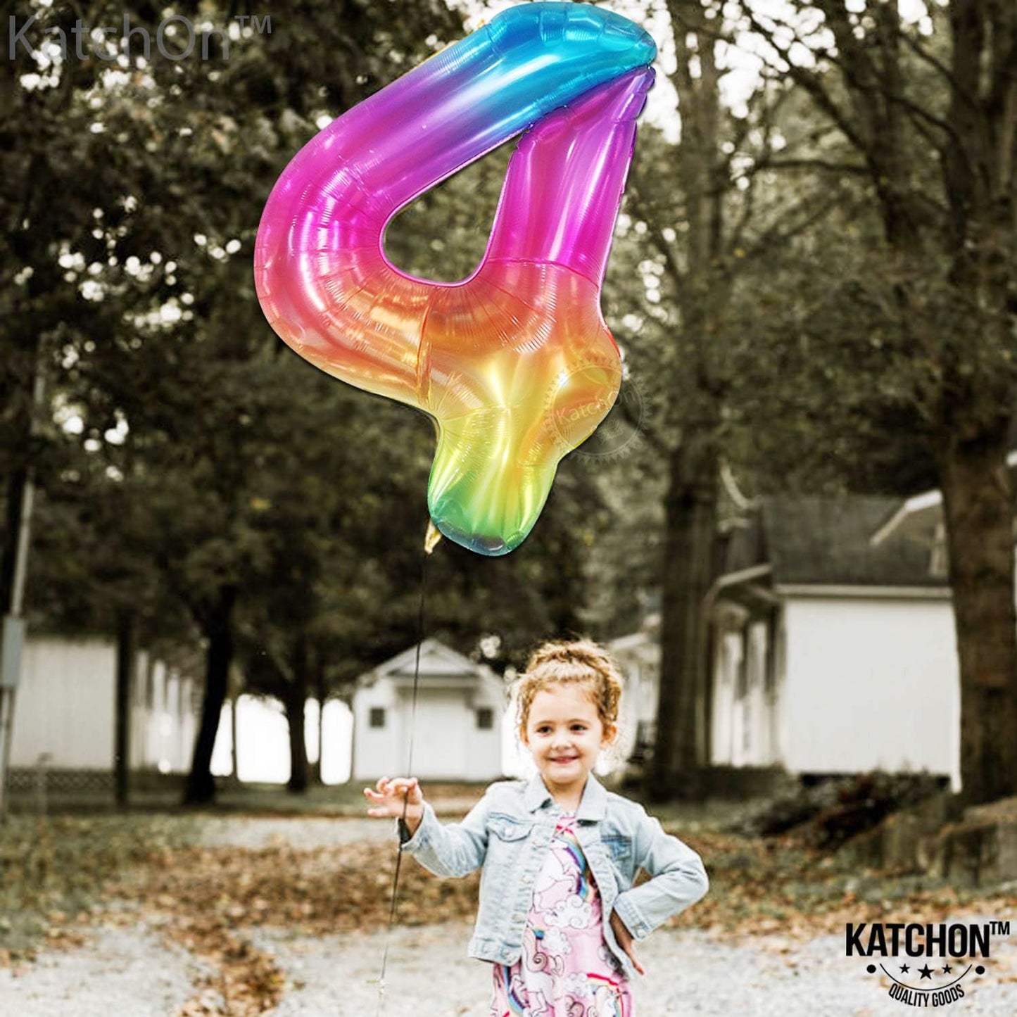 KatchOn, Giant Rainbow 4 Balloon Number - 40 Inch, Four Balloon | Number 4 Balloons for Birthdays | 4 Year Old Balloon for 4th Birthday Decorations Girl | 4th Birthday Balloons, 4 Year Old Birthdays