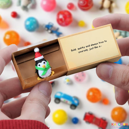 KatchOn, Handmade Mini Penguin Gift with Matchbox Message | Cute Valentines Day Gifts for Her, Unique Penguin for Women, Sister, Men | Dad Birthday Gift, Galentines Gifts for Friends, Boyfriend
