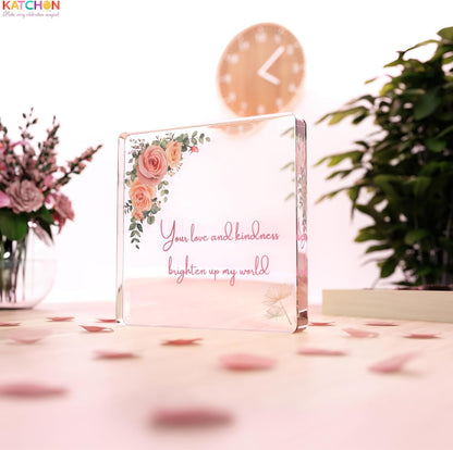 KatchOn, Floral Acrylic Plaque Glass Keepsake - Valentines Day gifts for Her | Anniversary, Birthday Gifts for Mom, Galentines Gifts for Friends, Girlfriend | Thank You Gift for Women, Teachers