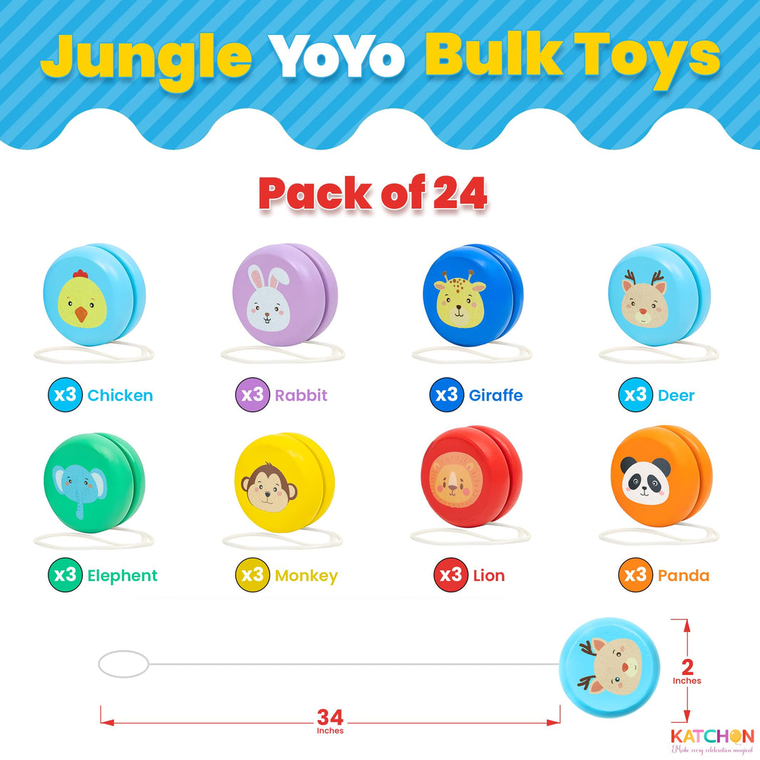 KatchOn, Jungle Animals Kids Party Favors - Pack of 24 | Yo-yos, Yoyo Bulk, Halloween Party Favors | Yoyo for Kids 8-12, Classroom Prizes, Pinata Return Gifts | Goodie Bags Stuffers for Birthday Party