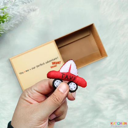 KatchOn Handmade Mini Matchbox Gift With Cute Taxi Charm | Valentines Gifts for Him, Her Birthday Gifts for Boyfriend | Anniversary, Romantic Gift for Couples, Girlfriend, Wife | Unique Taxi Charm for Men