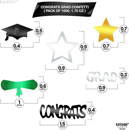 Graduation Decorations 2026 | Congrats Grad Confetti 2026 - Pack Of 1000 | Green and Gold Confetti | Graduation Table Decorations | Graduation Confetti 2026 | Graduation Confetti for Table, Katchon