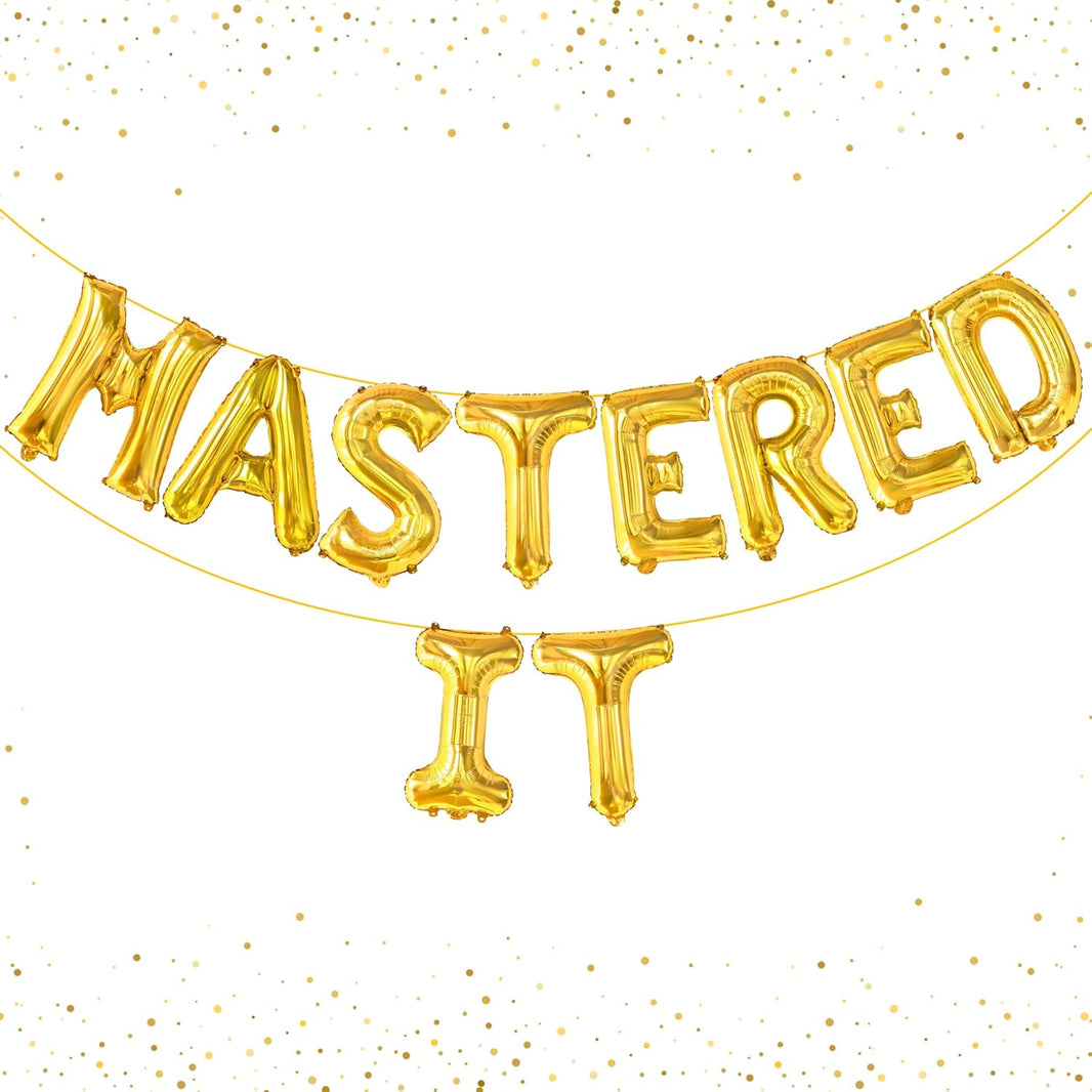 KatchOn, Gold Mastered It Balloons - 16 Inch | Gold Foil Graduation Balloons 2026 | 2026 Graduation Decorations | She Mastered It Grad Decorations Class of 2026 | Grad Party Decorations 2026