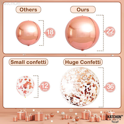 KatchOn, Huge Rose Gold Balloons With Confetti - 36 Inch, Pack of 21 | Rose Gold Confetti Balloons For Weddings | Engagement Party Decorations | Rose Gold Birthday Balloons | Bachelorette Party |