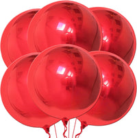 KatchOn, Red Foil Balloons - Big 22 Inch, Pack of 6 | 4D Sphere Metallic Red Balloons for Happy Birthday Decorations, Carnival Decoration, Wedding Decoration, Anniversary Decorations