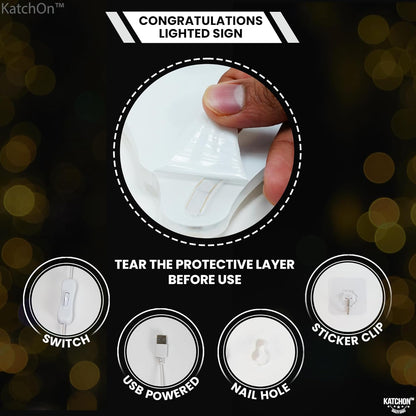 KatchOn, Congratulations Neon Sign for Backdrop - 16.5 Inch USB Powered with Switch | Hanging Congratulations Light Up Sign for Graduation Decorations Class Of 2024 | Graduation Party Decorations 2024