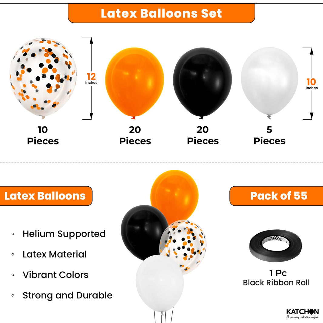 KatchOn, Halloween Balloons Arch Kit - Pack of 56 | Orange and Black Balloons for Halloween Decorations | Latex Balloon for Basketball Birthday Party Decorations | Orange and Black Party Decorations
