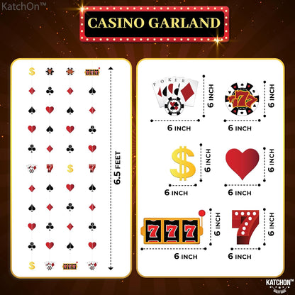 KatchOn, Casino Party Hanging Garlands - Pack of 8, Pre Strung | Casino Theme Garlands for Poker Night Birthday Supplies | Casino Theme Party Decorations