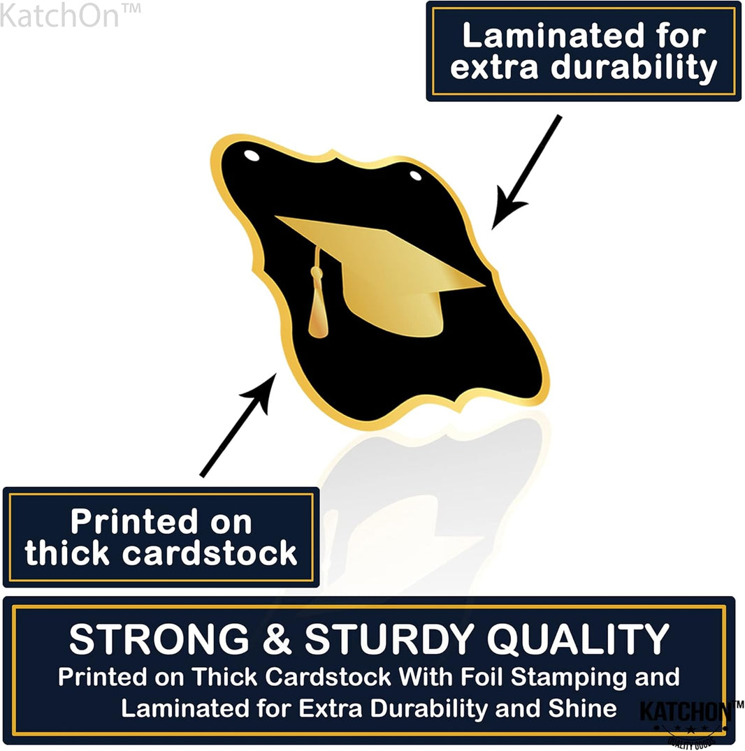 KatchOn, Black and Gold Congrats Grad Banner - Large 10 Feet, No DIY | Congratulations Graduate Banner for 2026 Graduation Decorations | Congrats Grad Sign for Graduation Decorations 2026