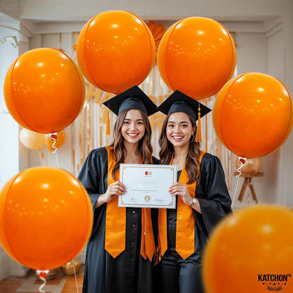 KatchOn, Orange Foil Balloons - Big, 22 Inch, Pack of 6 | 4D Foil Metallic Balloon for Thanksgiving Decorations | Mylar Balloons for Basketball Party, Birthday, Wedding, Carnival, Orange Party Decor