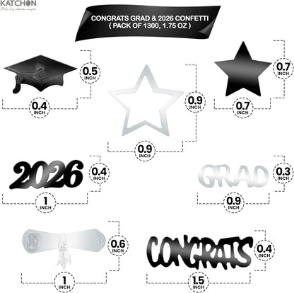 Graduation Decorations 2026 - Pack of 1300 | Congrats Grad Confetti 2026 | Graduation confetti class of 2026 | Graduation Confetti 2026, | 2026 Graduation Table Decorations, KatchOn
