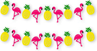 KatchOn, Felt Pineapple Flamingo Garland - 10 Feet, Pre-Strung | Banner for Flamingo Party Decorations | Pineapple Decor for Luau Decorations | Summer Party Decorations