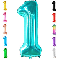 KatchOn, Giant Blue Teal Number 1 Balloon Number - 40 Inch | Mylar Foil Number 1 Balloons Happy Birthday Decorations Teal | Number Balloons For 1st Anniversary Decorations | 1 Foil Balloon