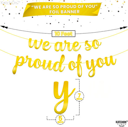 Gradauation Decorations 2026, We are So Proud of You Banner - 10 Feet, No DIY | Gold Grad Banner for 2026 Graduation Decorations | College Graduation Decorations - Katchon