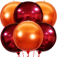 Katchon, Large Metallic Maroon and Orange Foil Balloons -22 Inch-Pack of 6 | Fall Decorations For Home | Thanksgiving Balloons | Thanksgiving Decorations | 4D Foil Balloon Orange, Red Party Decoration