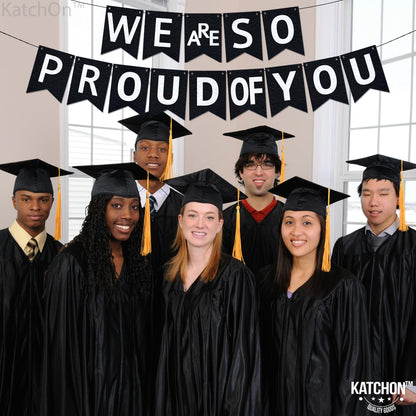 KatchOn, We are So Proud of You Banner - Huge, 10 Feet, No DIY | Congratulations Banner, Black Graduation Banner for Class of 2026 Graduation Decorations 2026 Congratulations Decorations