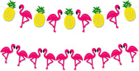 KatchOn Felt Pineapple Flamingo Garland 10 Feet, Pre-Strung | Banner for Flamingo Party Decorations, Pineapple Decor for Luau Party Decorations, Summer Decorations