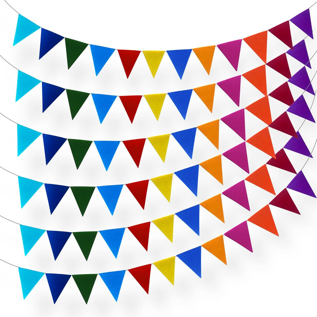 KatchOn, Felt Pennant Banner Flags - 8.2 Ft, 6 Strings | Multicolor Pride Flag Banner Garland Pride Decorations Fiesta Party Decorations Colorful Pennant Banner for Rainbow Decor