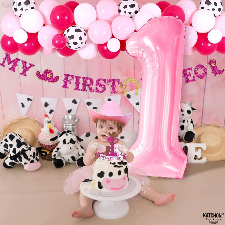 KatchOn, Pink One Balloons for 1st Birthday - Giant, 40 Inch | Light Pink Number 1 Balloons for 1st Birthday Decorations Girl | One In A Melon Party Decorations | Pink One Balloon for First Birthday