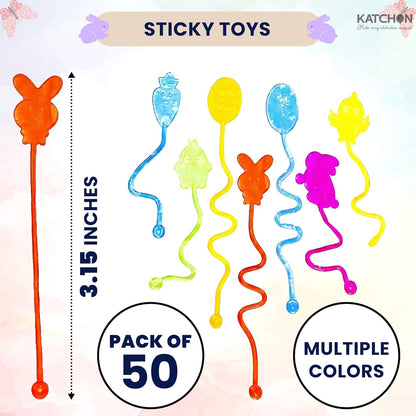 KatchOn, 50 Pcs Easter Sticky Hands Bulk, Easter Egg Fillers, Goodie Bags Stuffers, Easter Party Favors for Easter Basket Stuffers | Sticky Hand Toys for Easter Gifts