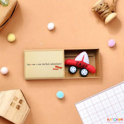 KatchOn Handmade Mini Matchbox Gift With Cute Taxi Charm | Valentines Gifts for Him, Her Birthday Gifts for Boyfriend | Anniversary, Romantic Gift for Couples, Girlfriend, Wife | Unique Taxi Charm for Men
