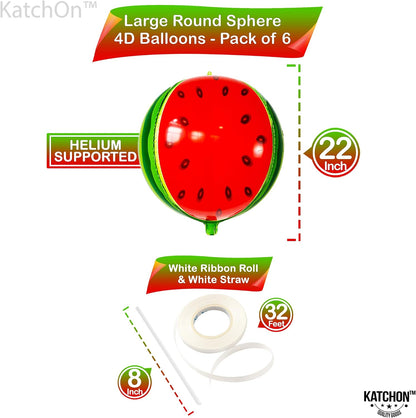 KatchOn, Watermelon Balloons - 22 Inch, Pack of 6, Summer Party Decorations | One In A Melon Party Decorations | Watermelon Balloons Party Decoration | Summer Birthday Decor, Summerween Decor