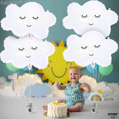 KatchOn, 30 Inch Smiling Cloud Balloons Set, 6 Count, for Birthday, Baby Shower