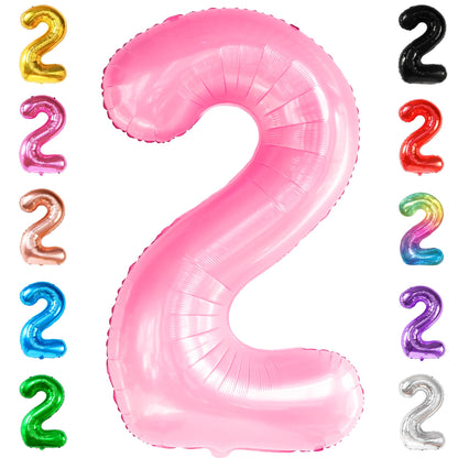 KatchOn, Giant Pink Number 2 Balloon - 40 Inch | Two Balloon, Light Pink 2 Balloons Number | 2nd Birthday Decorations for Girl | Two Sweet Birthday Decorations, 2nd Happy Anniversary Decoration